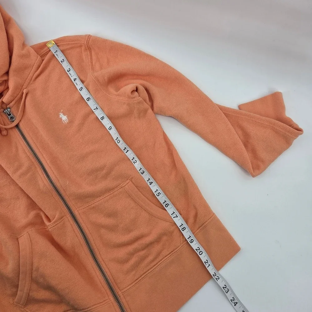 Ralph Lauren Zip Hoodie Large Orange Kids Lightweight Preppy‎ Sporty Casual